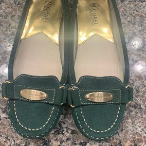 Michael Kors suede moccasin flat, green
